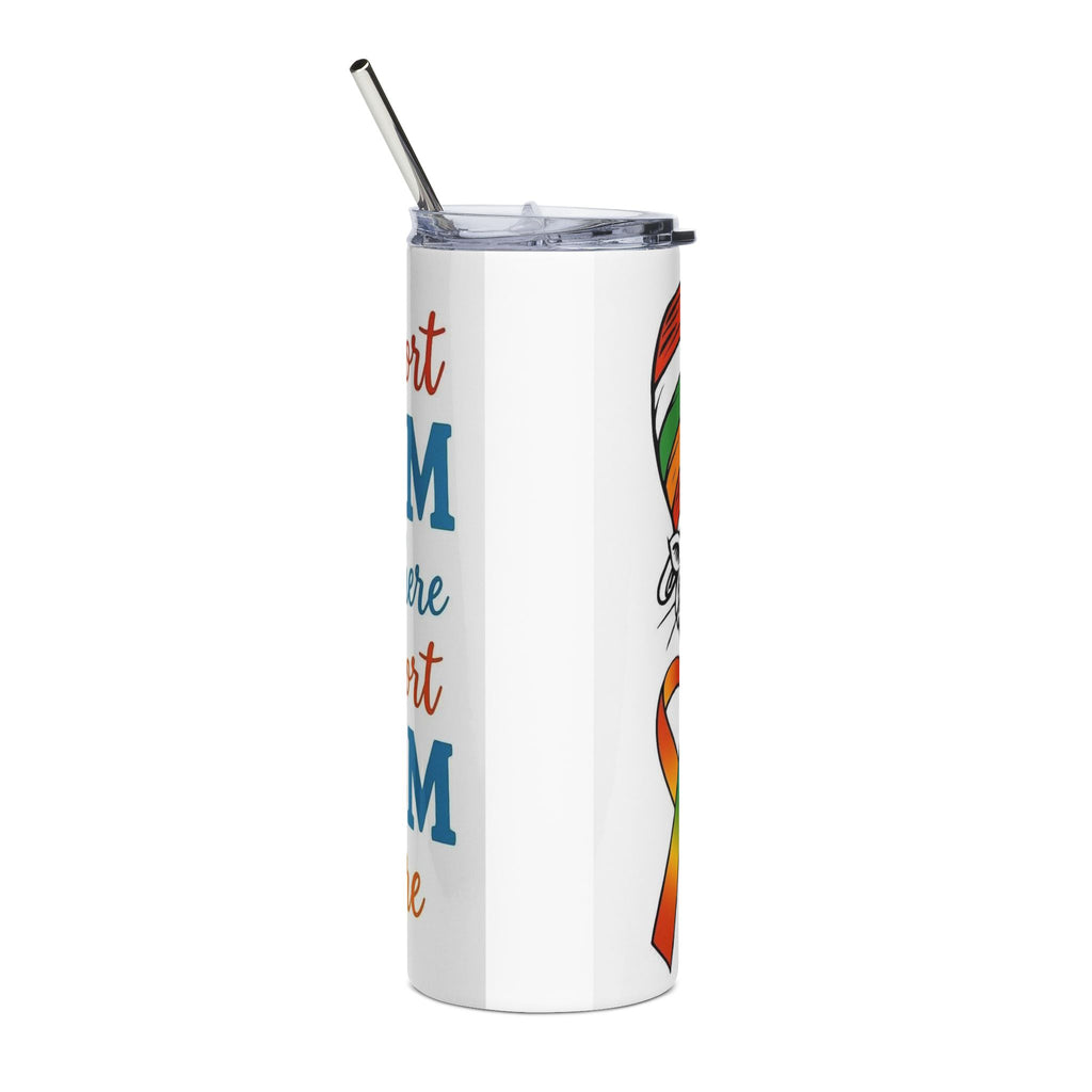 Autism Awareness 20oz Stainless Tumbler – “I Will Support Autism” Rainbow Ribbon Design