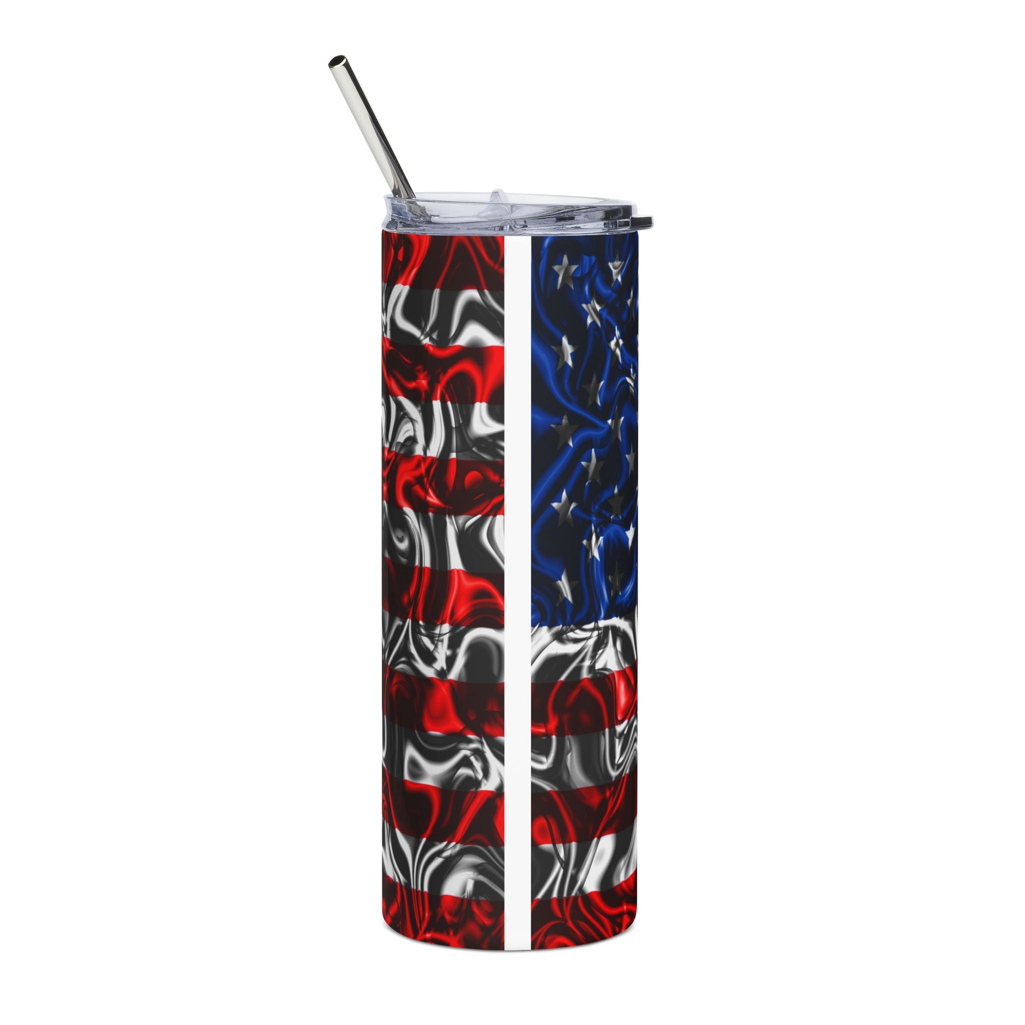 20oz Stainless Steel Tumbler — American Flag Swirl Design (Patriotic Travel Cup)