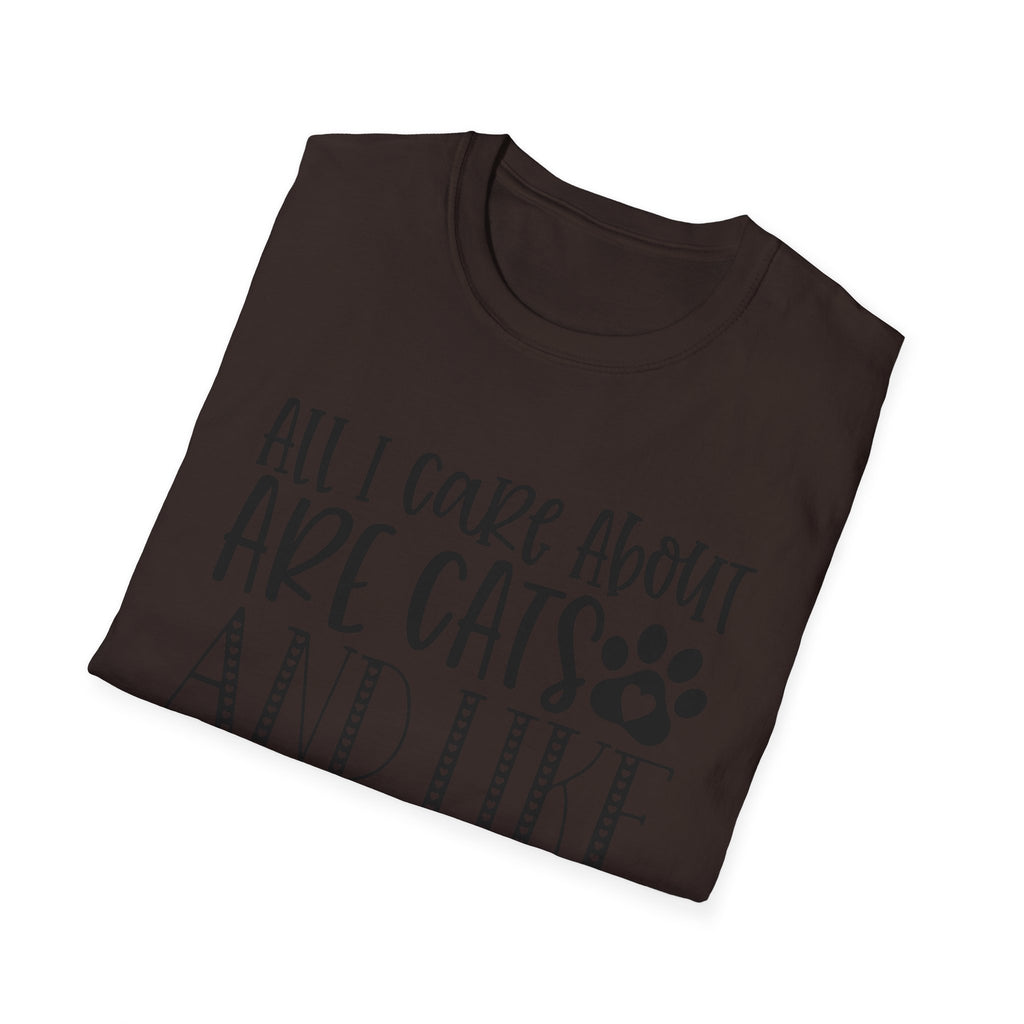 Cat Lover T-Shirt — “All I Care About Are Cats and Like 3 People” Graphic Tee