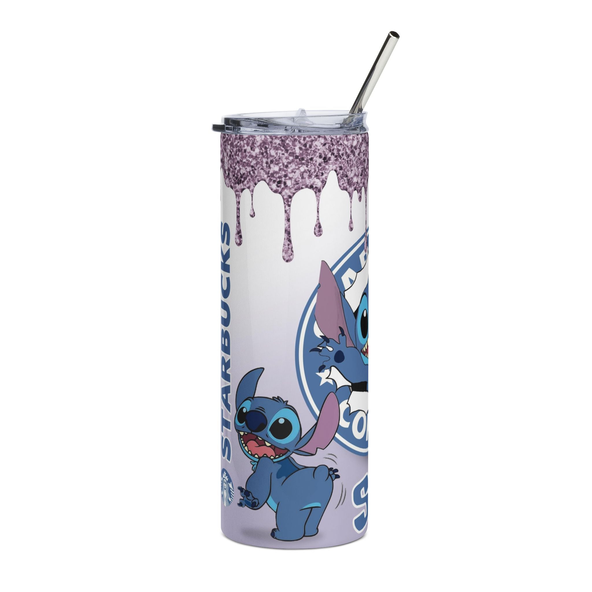 Stitch Coffee 20oz Stainless Steel Tumbler – Cute Cartoon Iced Coffee Design