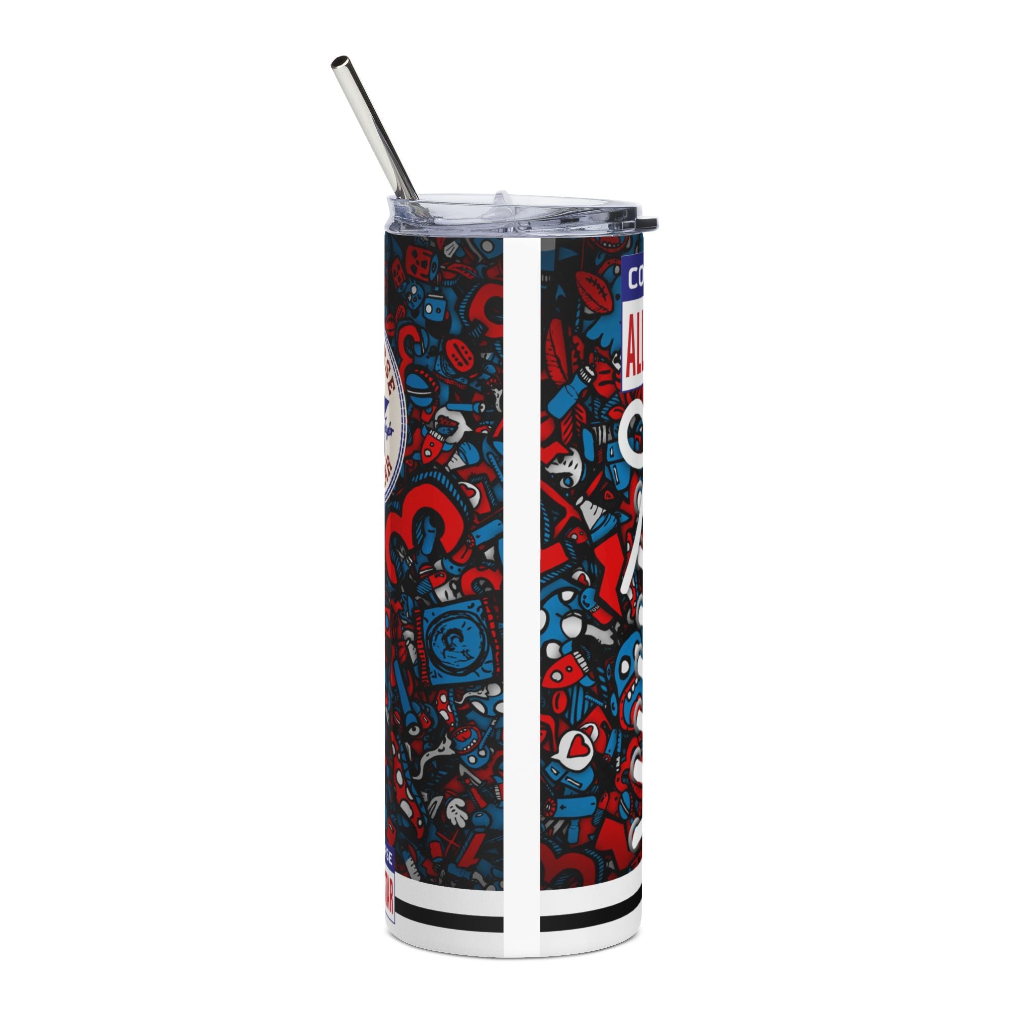 All Star Converse 20oz Stainless Steel Tumbler — Red & Blue Sneaker Doodle Design