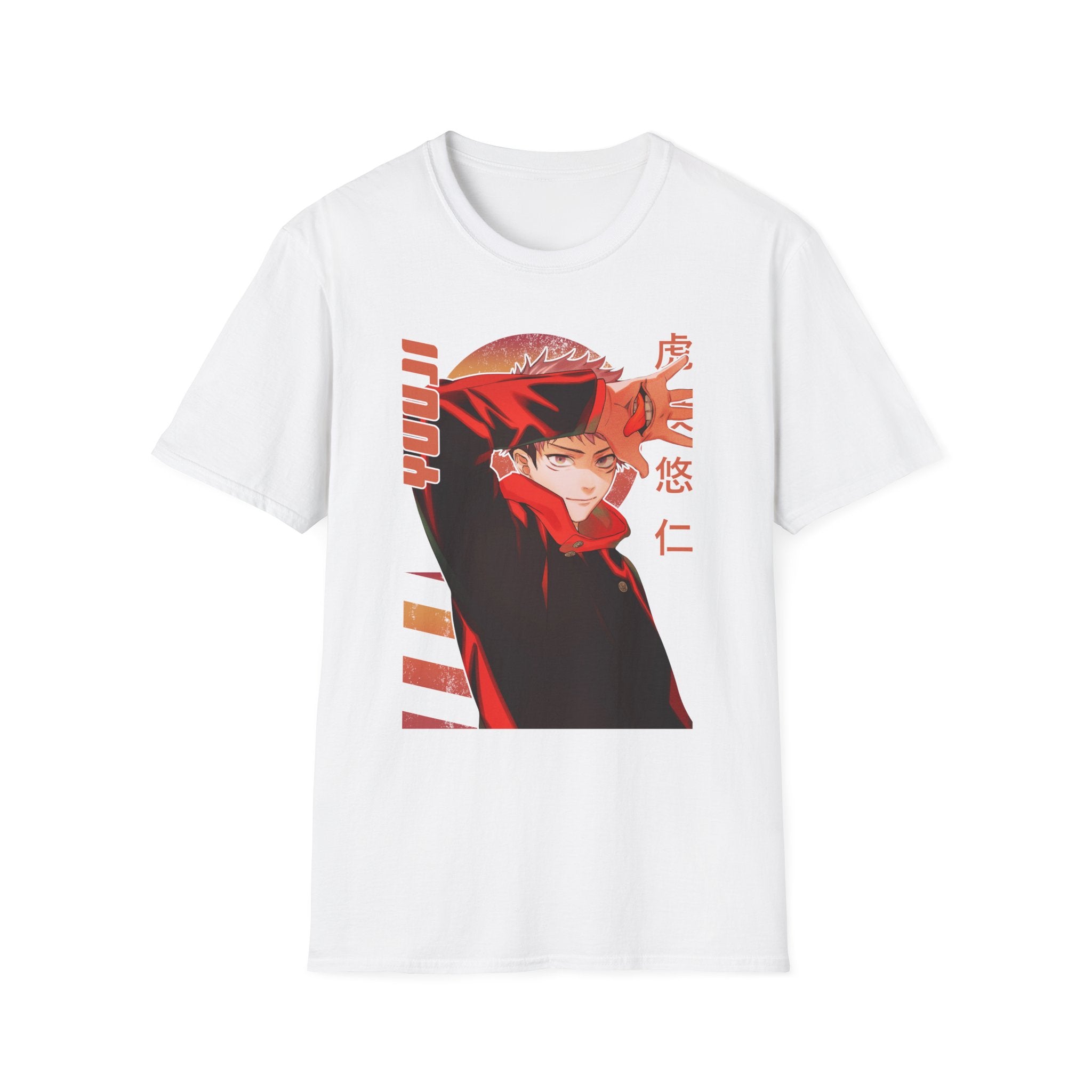 Anime Red Masked Boy T-Shirt — Japanese Text Graphic Tee