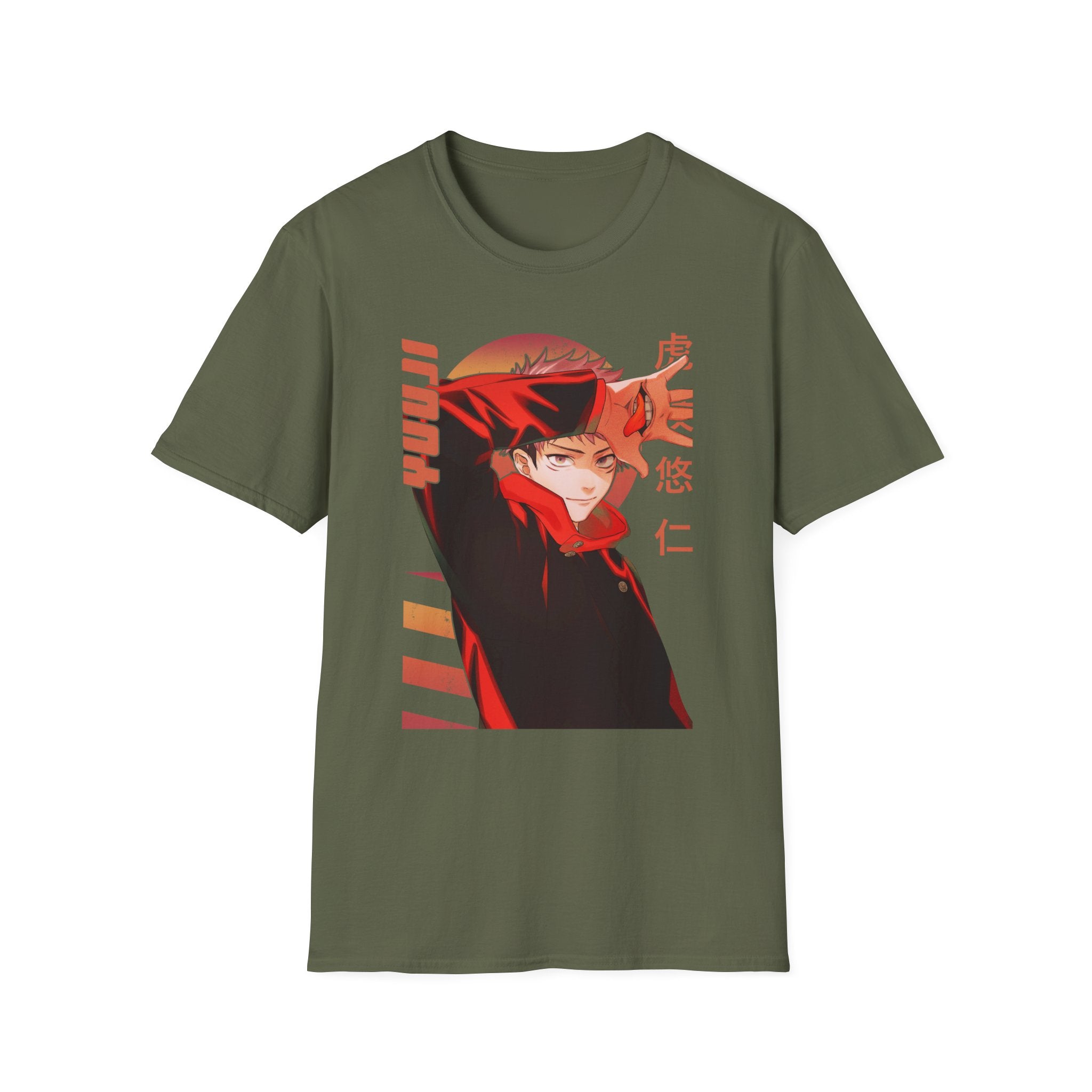 Anime Red Masked Boy T-Shirt — Japanese Text Graphic Tee