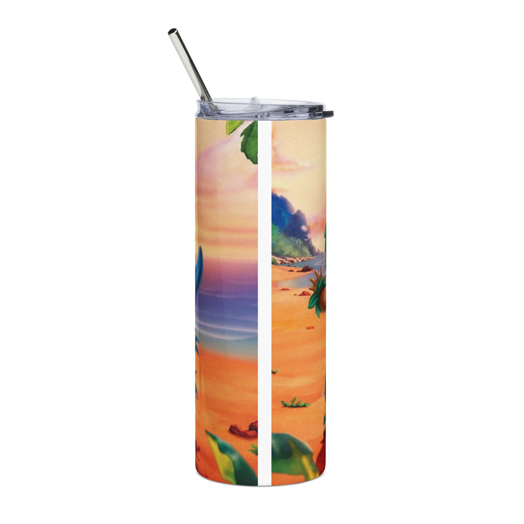 20oz Stainless Steel Tumbler — Tropical Stitch Sunset Design