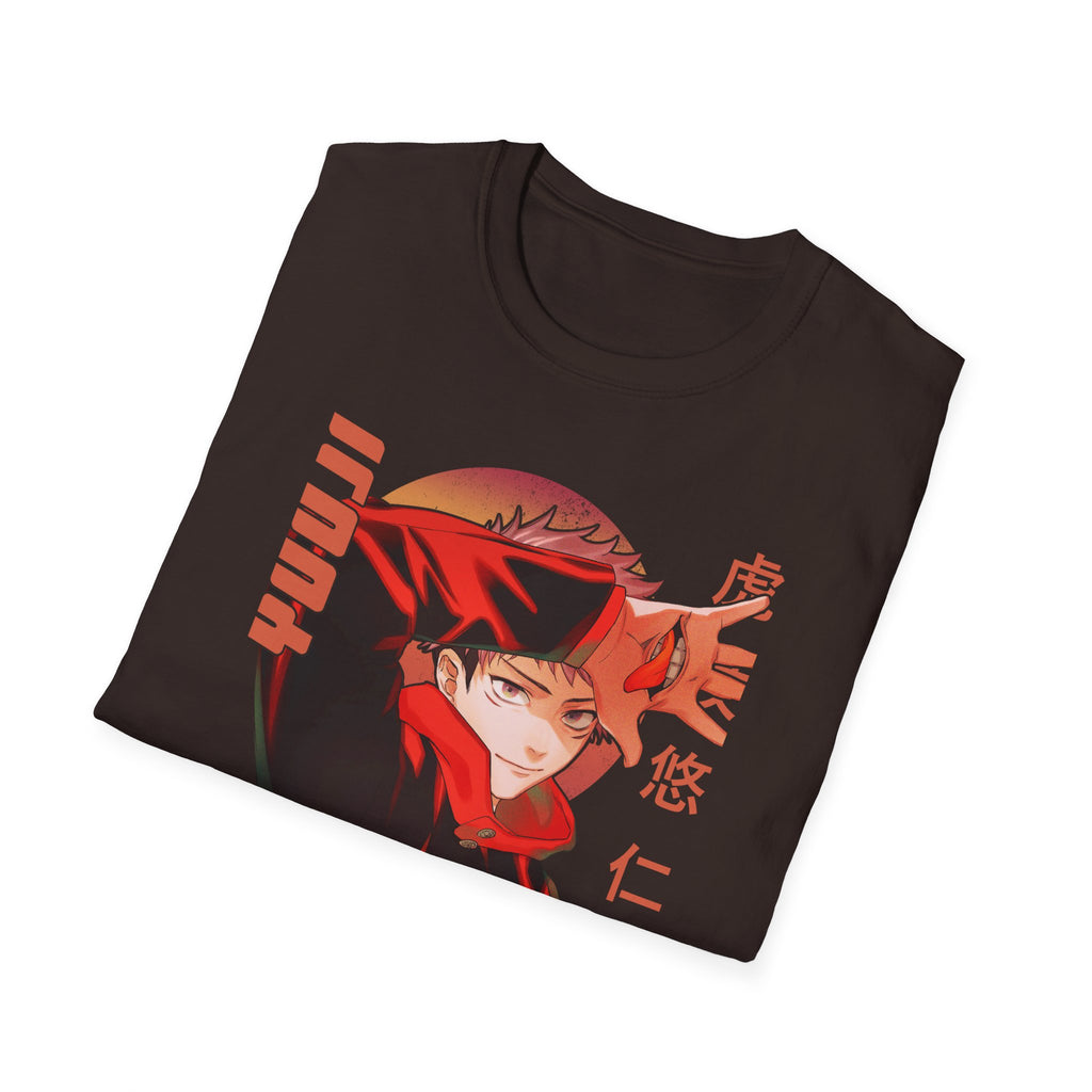 Anime Red Masked Boy T-Shirt — Japanese Text Graphic Tee