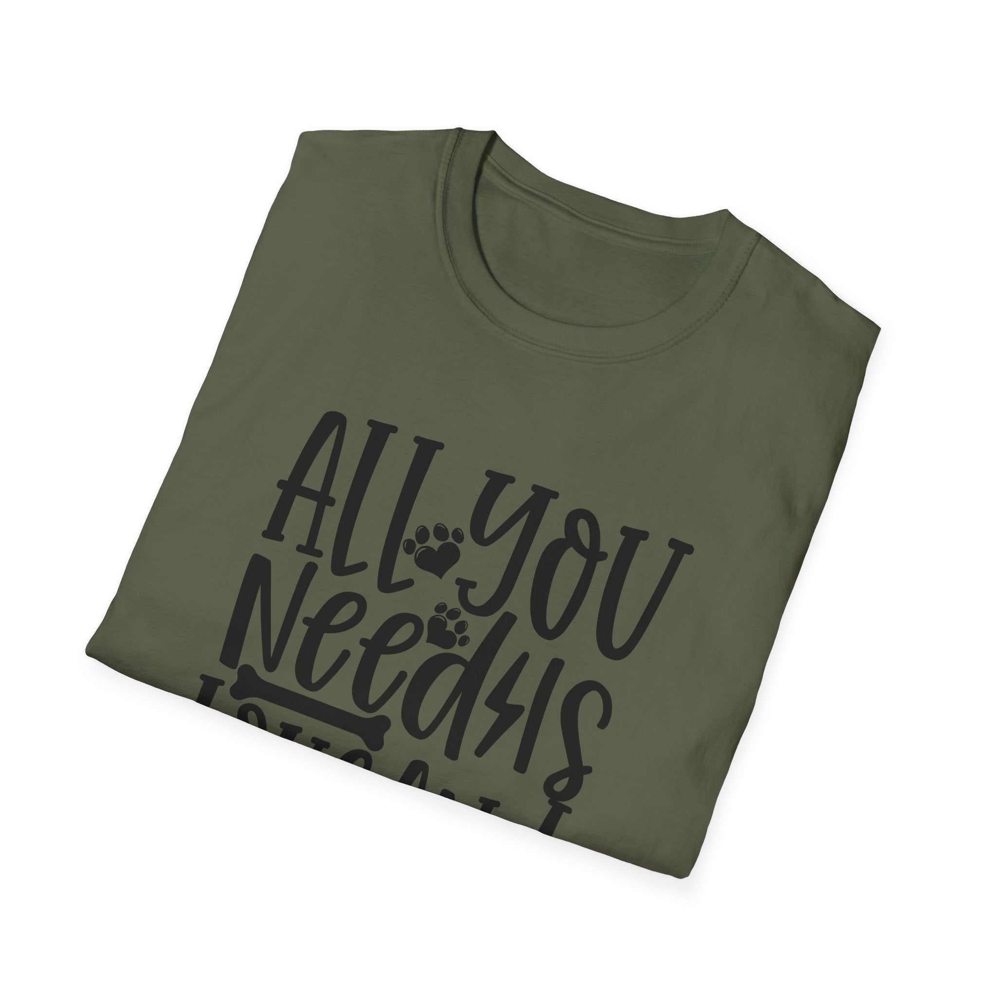 All You Need Is Love and a Dog T-Shirt — Cute Paw Print Dog Lover Tee