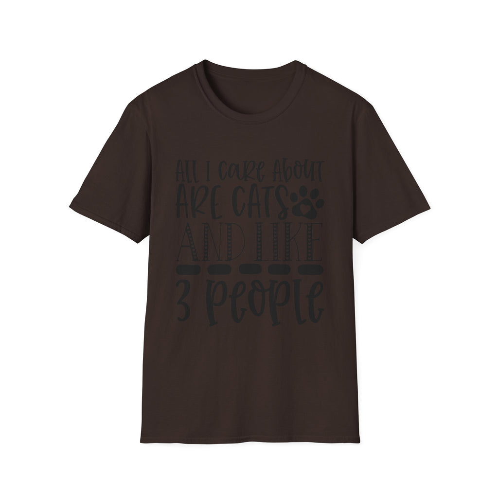 Cat Lover T-Shirt — “All I Care About Are Cats and Like 3 People” Graphic Tee
