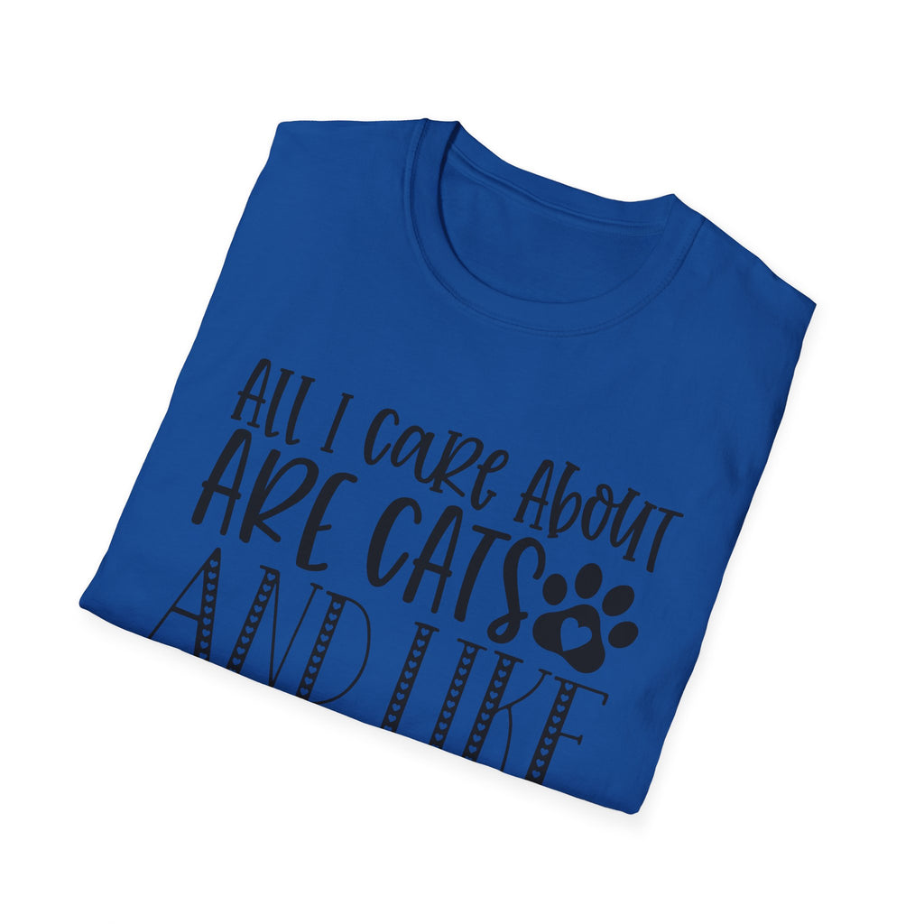 Cat Lover T-Shirt — “All I Care About Are Cats and Like 3 People” Graphic Tee