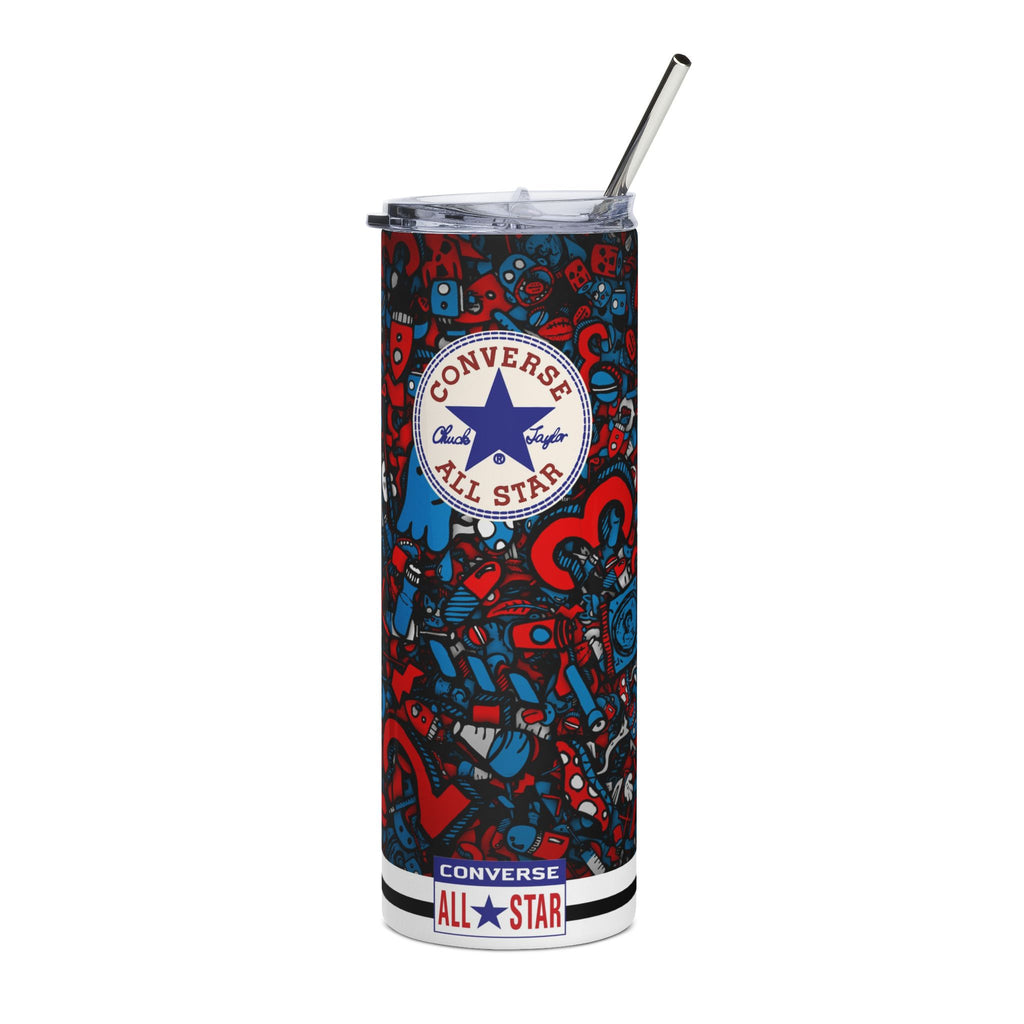 All Star Converse 20oz Stainless Steel Tumbler — Red & Blue Sneaker Doodle Design