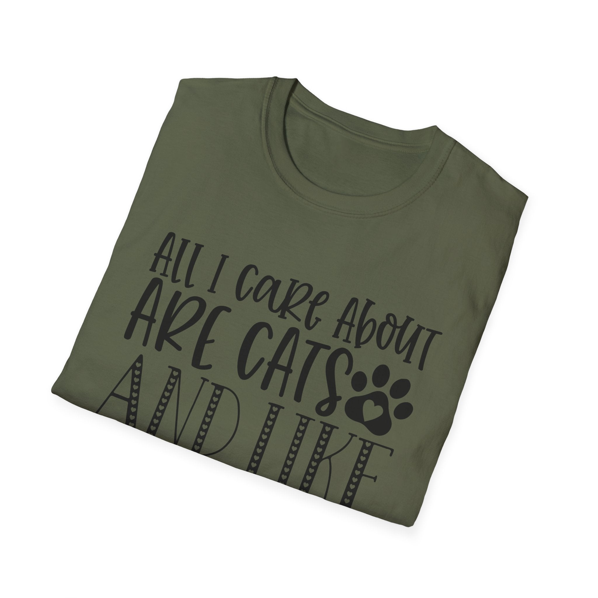 Cat Lover T-Shirt — “All I Care About Are Cats and Like 3 People” Graphic Tee
