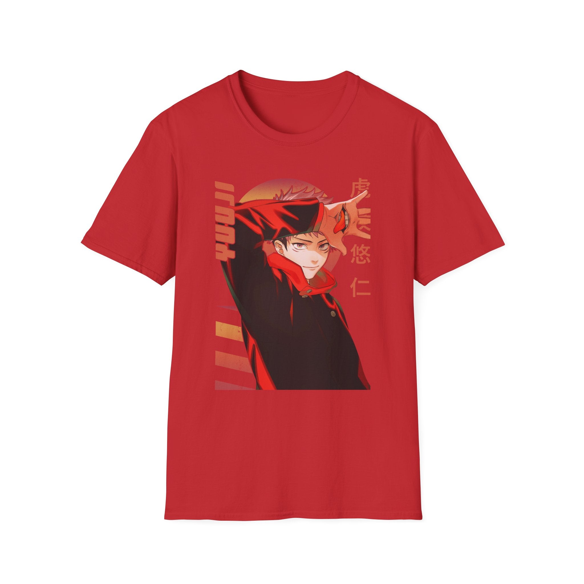 Anime Red Masked Boy T-Shirt — Japanese Text Graphic Tee