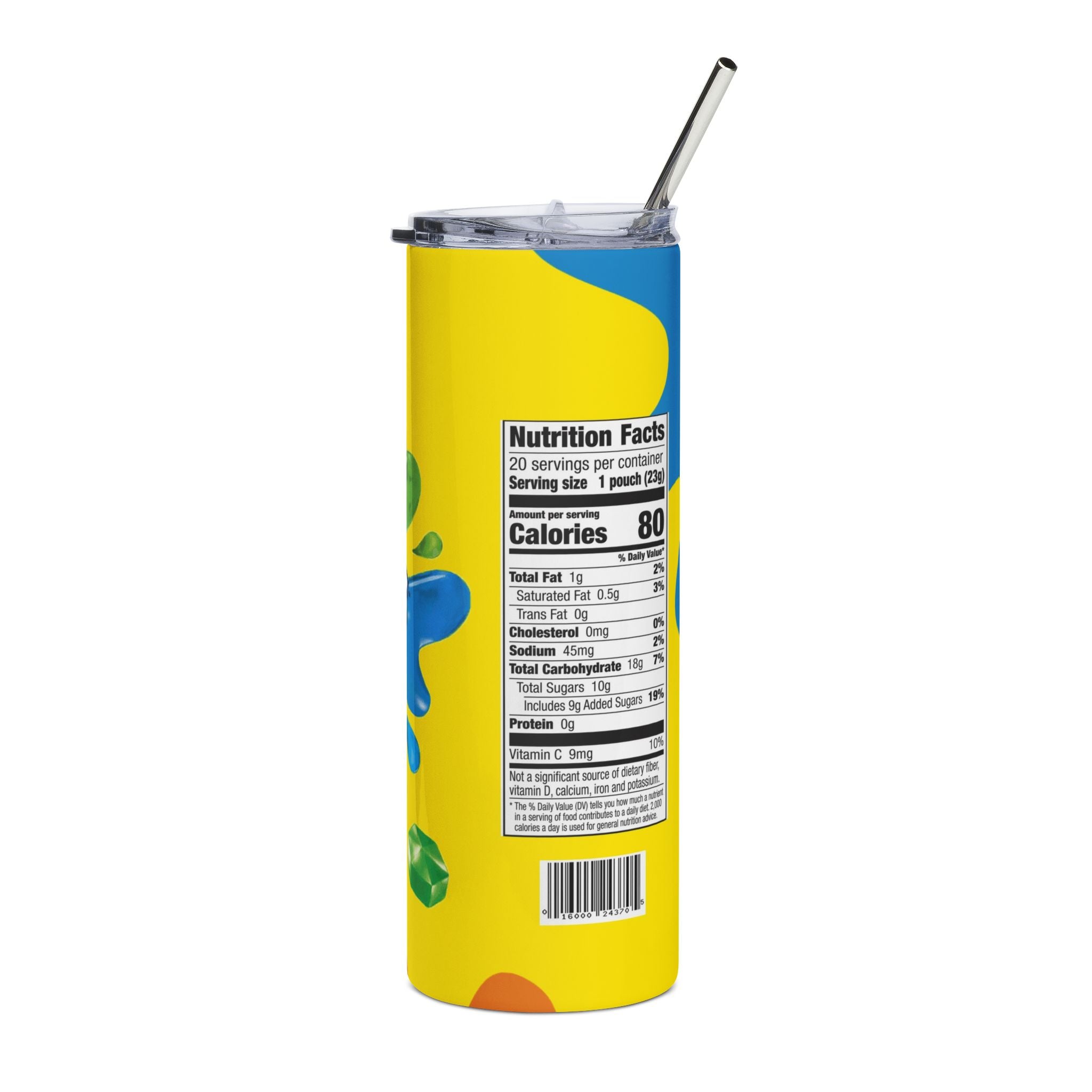 Fruit Gushers Yellow Slim Tumbler — 20oz Stainless Steel Drink Cup