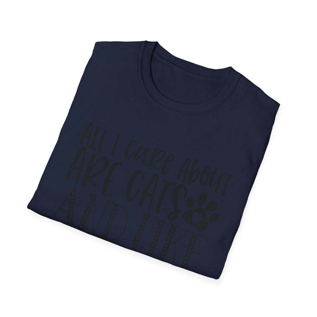 Cat Lover T-Shirt — “All I Care About Are Cats and Like 3 People” Graphic Tee