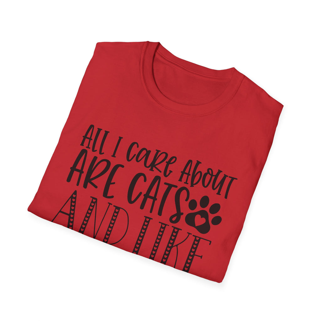 Cat Lover T-Shirt — “All I Care About Are Cats and Like 3 People” Graphic Tee