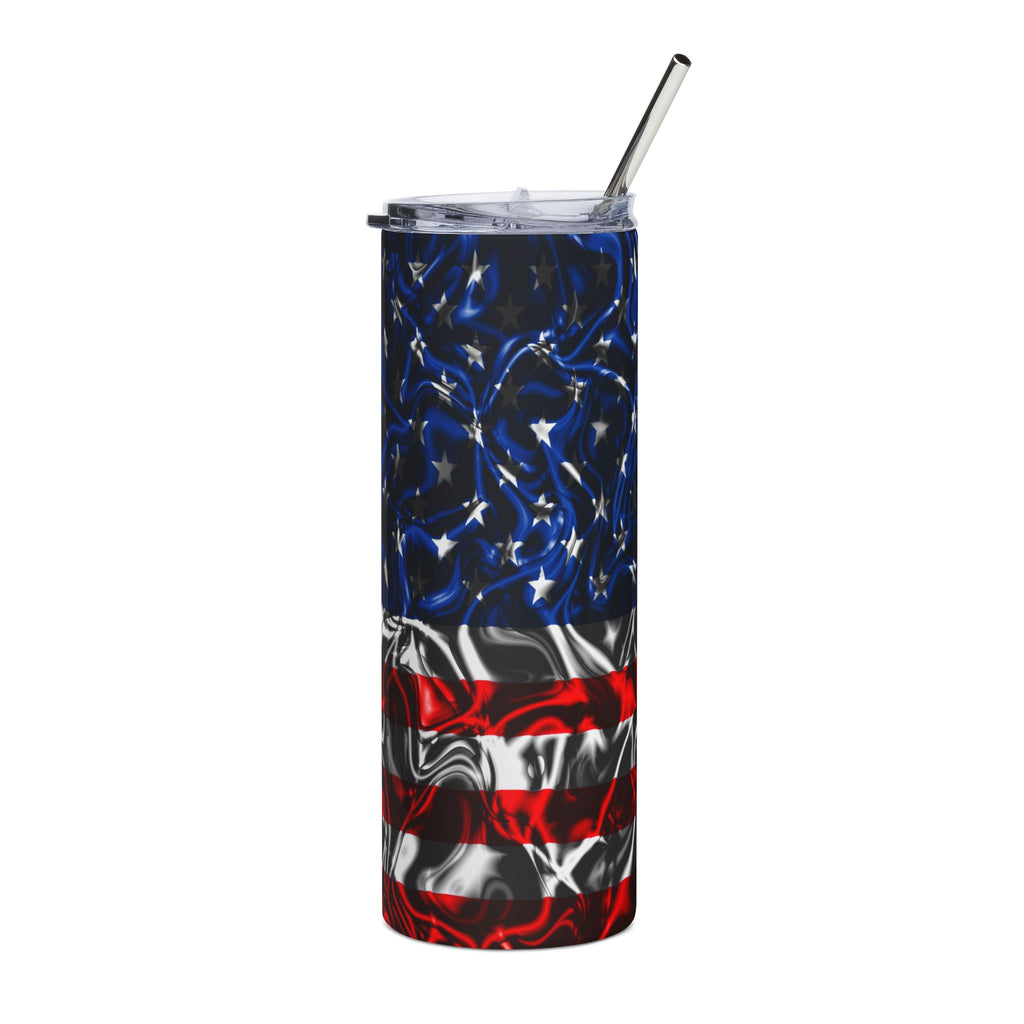 20oz Stainless Steel Tumbler — American Flag Swirl Design (Patriotic Travel Cup)