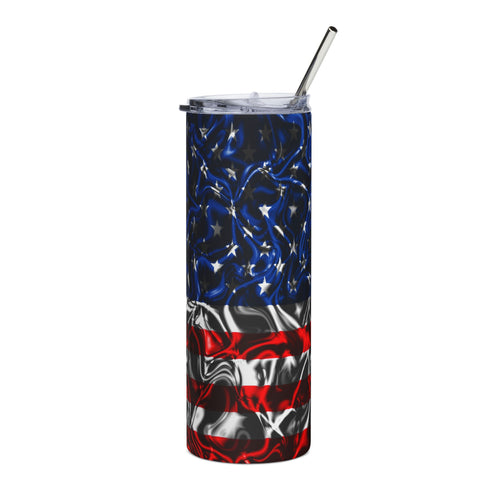 20oz Stainless Steel Tumbler — American Flag Swirl Design (Patriotic Travel Cup)