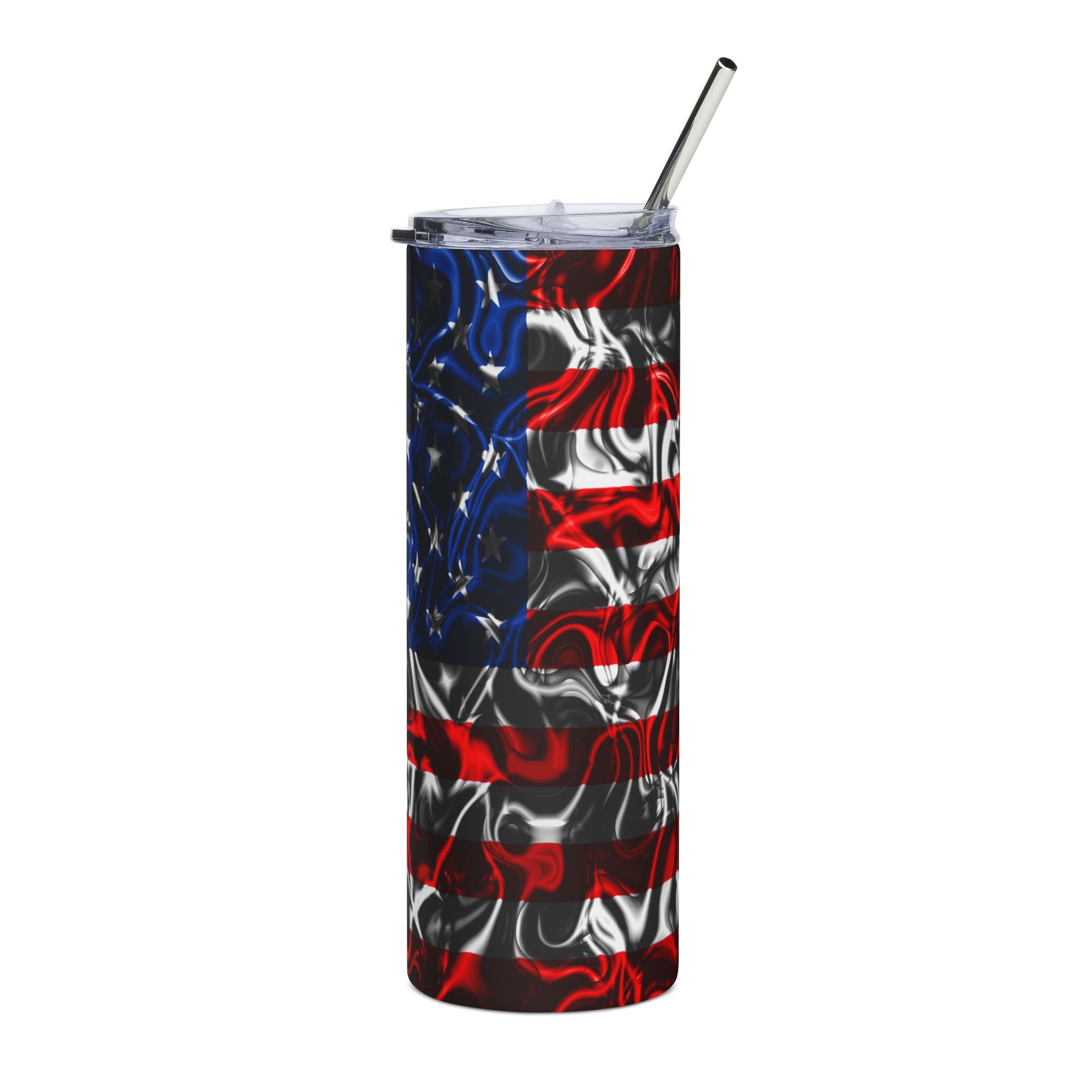 20oz Stainless Steel Tumbler — American Flag Swirl Design (Patriotic Travel Cup)
