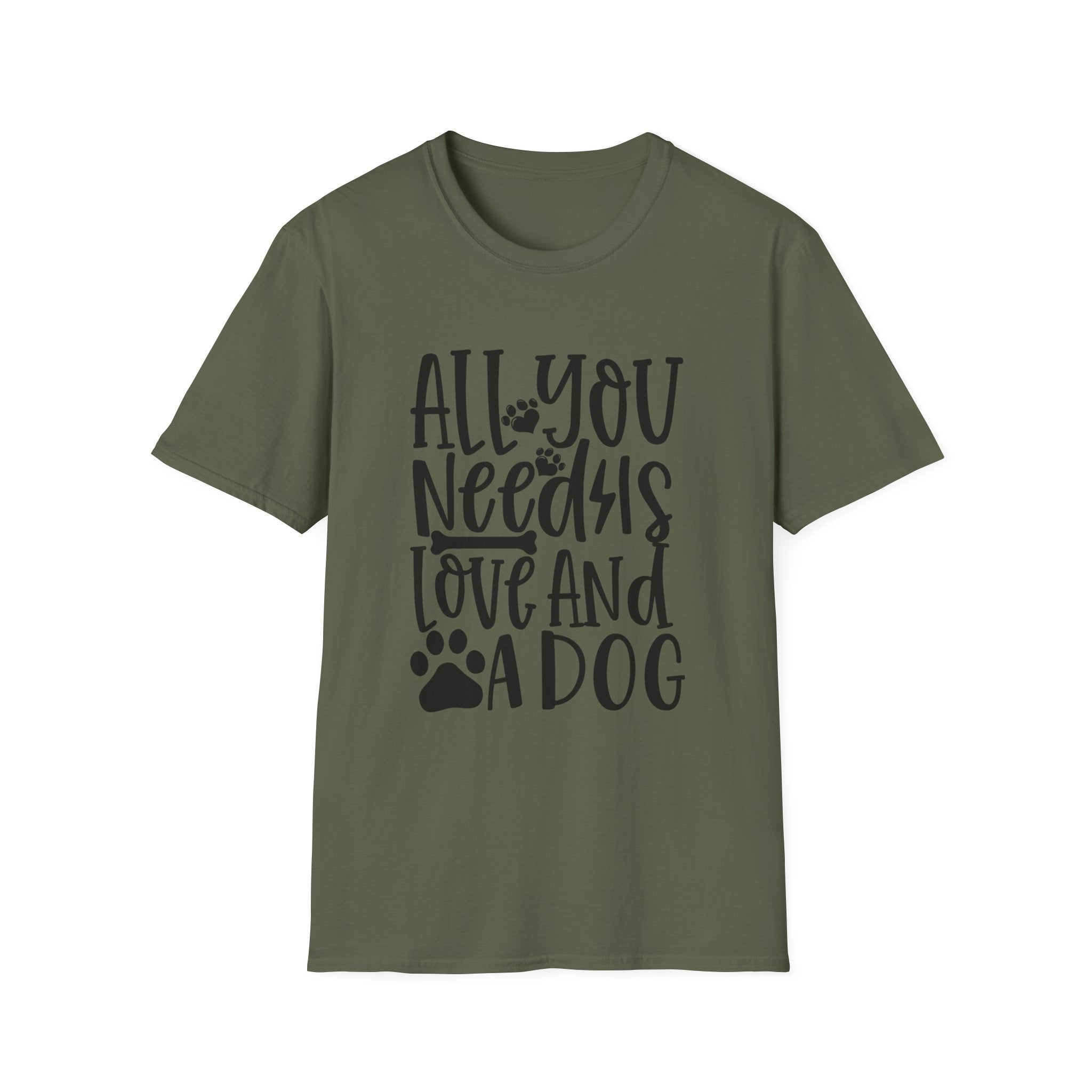All You Need Is Love and a Dog T-Shirt — Cute Paw Print Dog Lover Tee