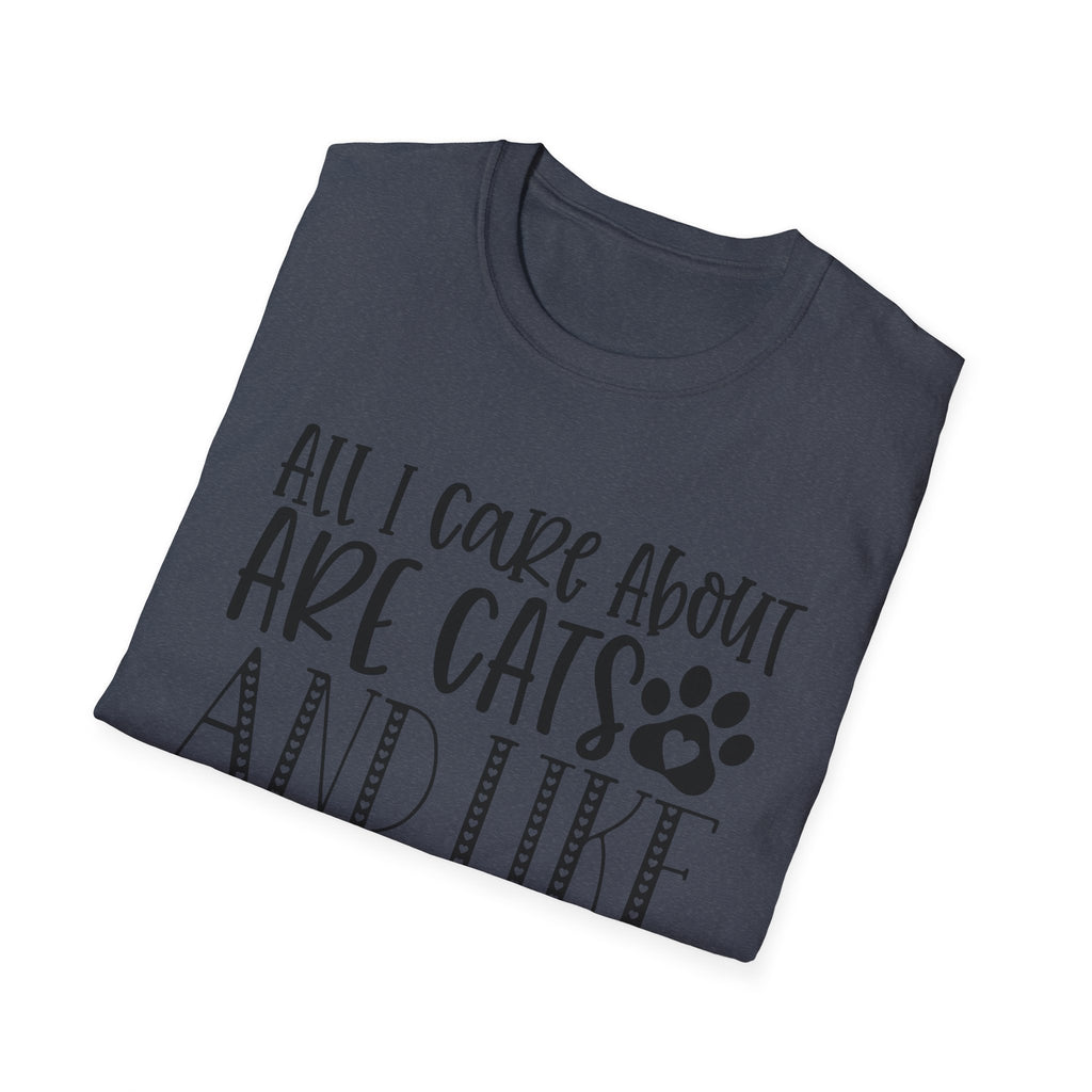 Cat Lover T-Shirt — “All I Care About Are Cats and Like 3 People” Graphic Tee