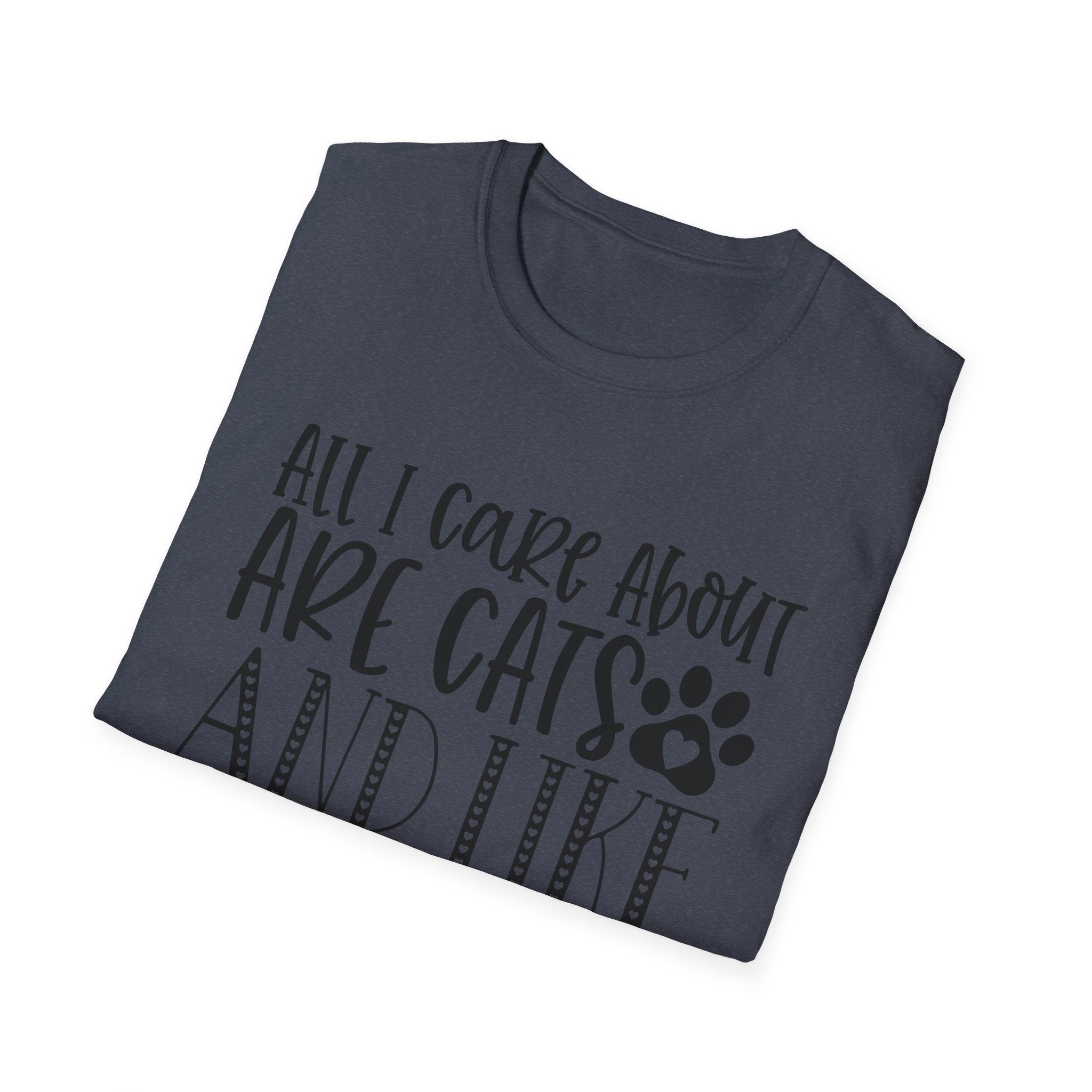 Cat Lover T-Shirt — “All I Care About Are Cats and Like 3 People” Graphic Tee