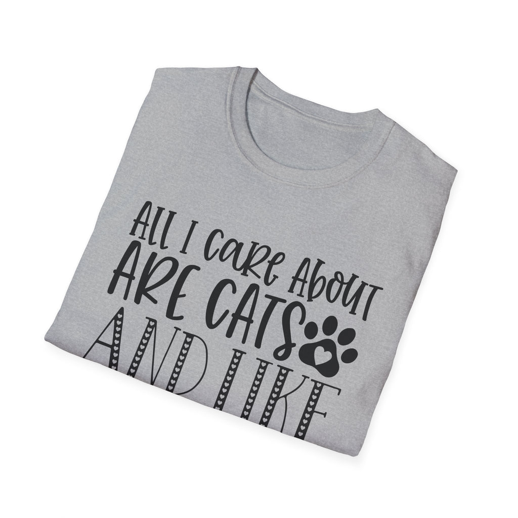 Cat Lover T-Shirt — “All I Care About Are Cats and Like 3 People” Graphic Tee