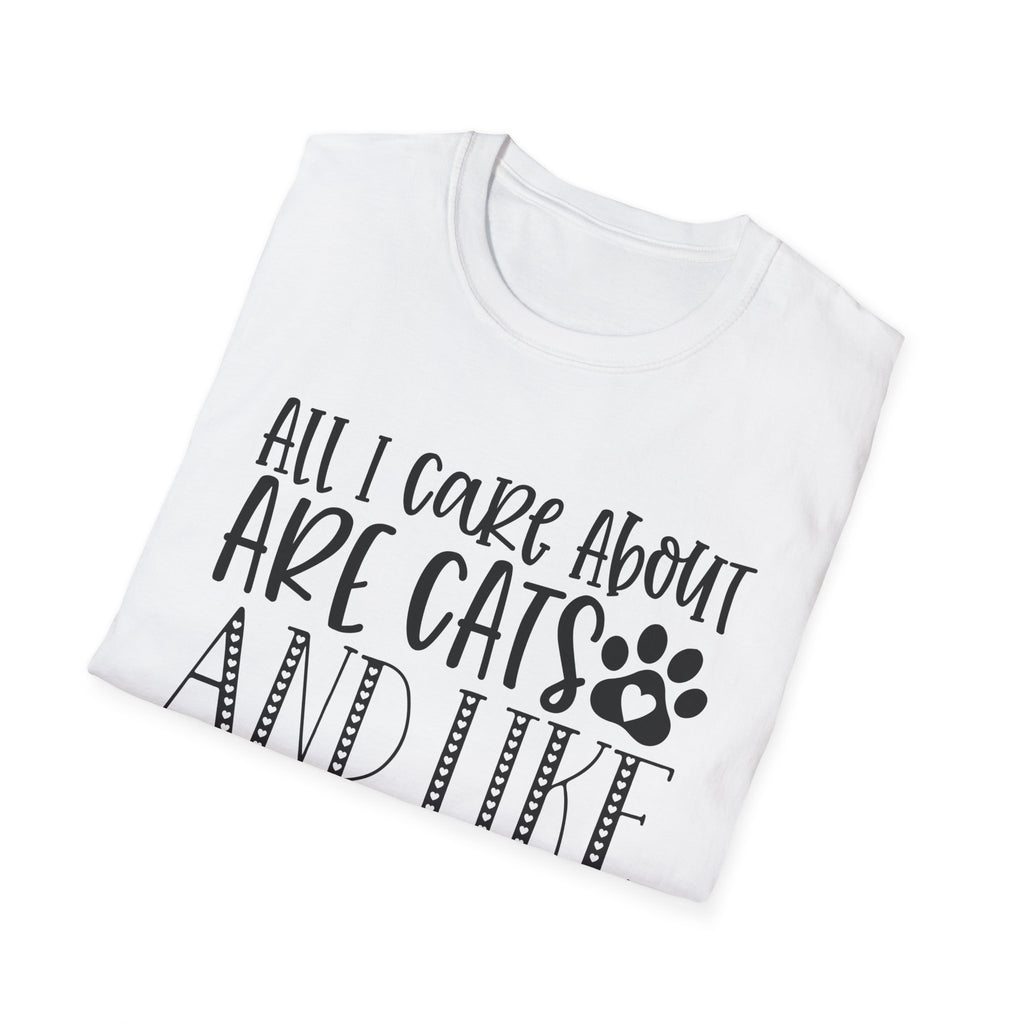 Cat Lover T-Shirt — “All I Care About Are Cats and Like 3 People” Graphic Tee