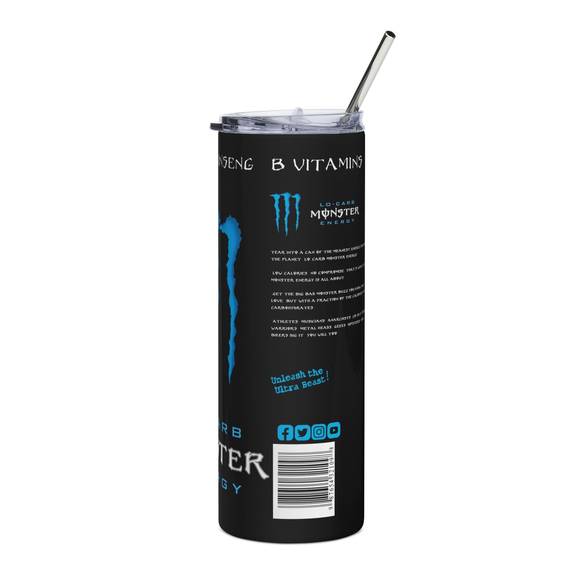 Monster Energy Logo 20oz Stainless Steel Tumbler — Insulated Energy Drink Design