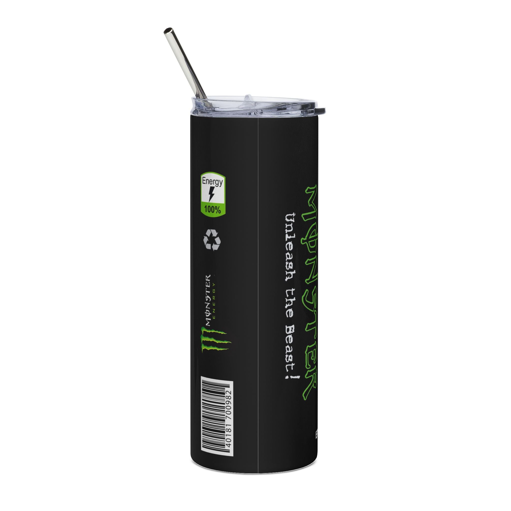 Monster Energy Stainless Steel Tumbler 20oz - Black Logo Energy Drink Design