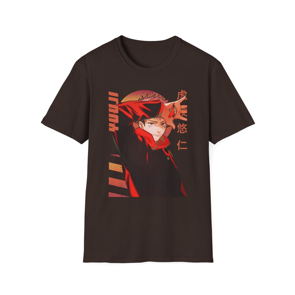 Anime Red Masked Boy T-Shirt — Japanese Text Graphic Tee