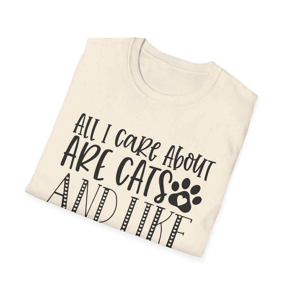 Cat Lover T-Shirt — “All I Care About Are Cats and Like 3 People” Graphic Tee