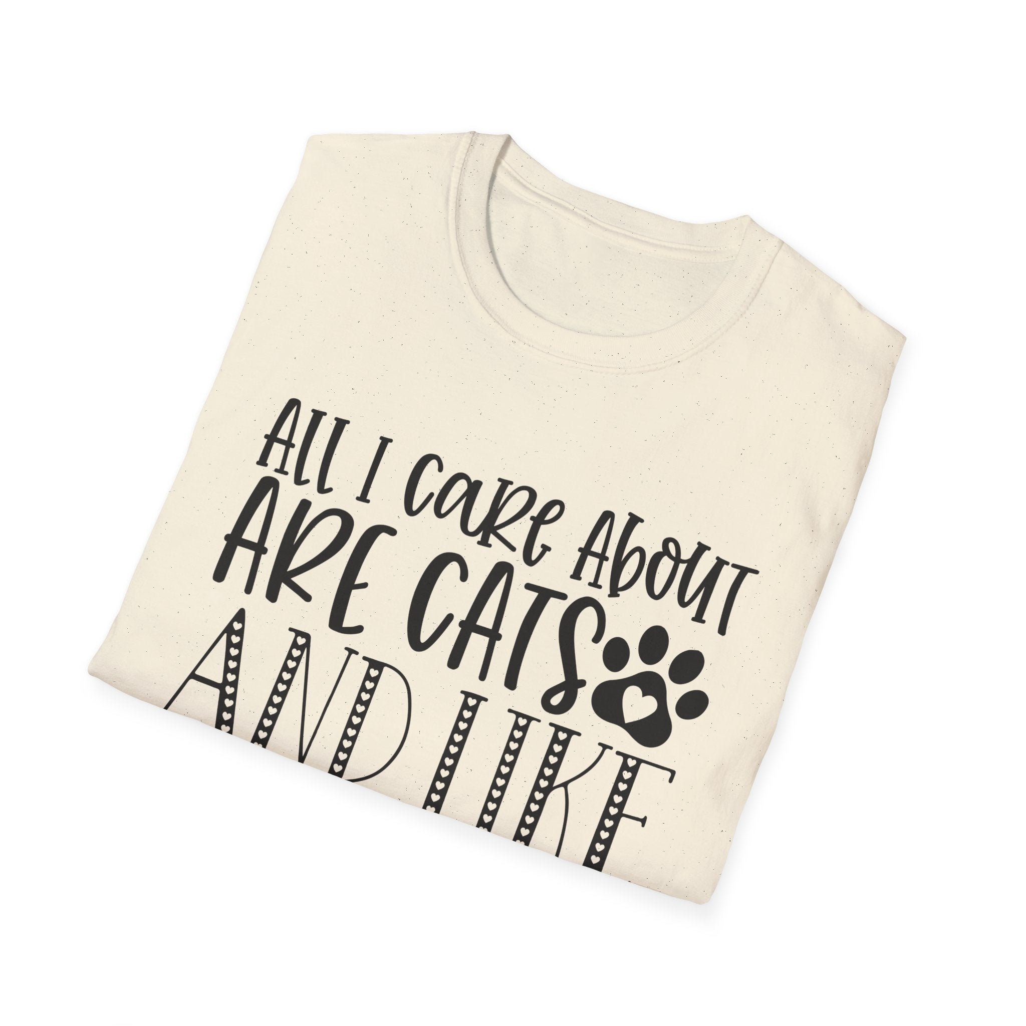 Cat Lover T-Shirt — “All I Care About Are Cats and Like 3 People” Graphic Tee