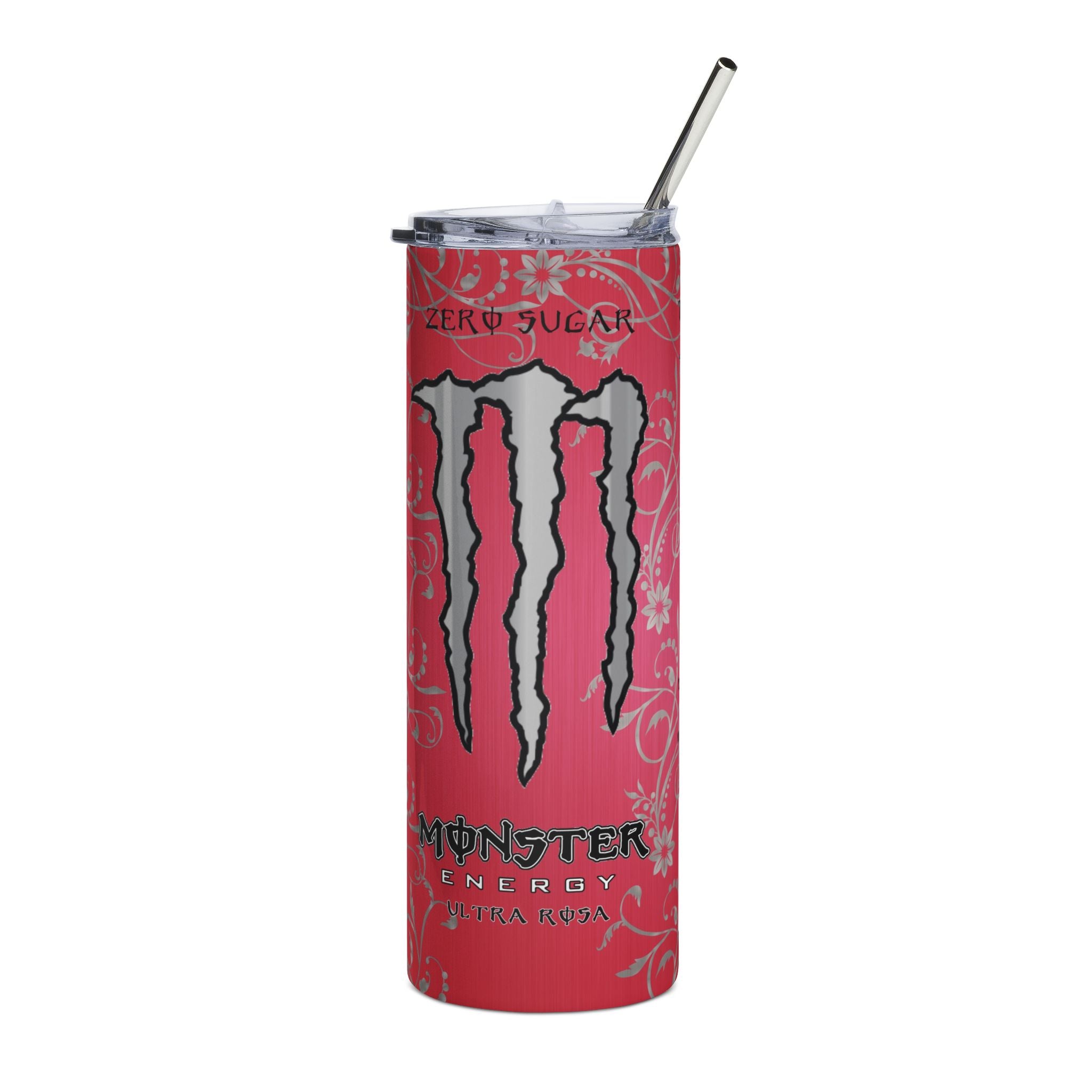 20oz Stainless Steel Tumbler – Pink Monster Energy Can Design (Zero Sugar)